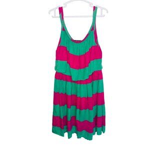 Ralph Lauren Girls Sleeveless Pink & Green Striped Dres Bow Detail Size 5